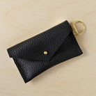 Leather Keyring Card Holder in Black.