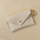 Leather Keyring Card Holder in Cream.