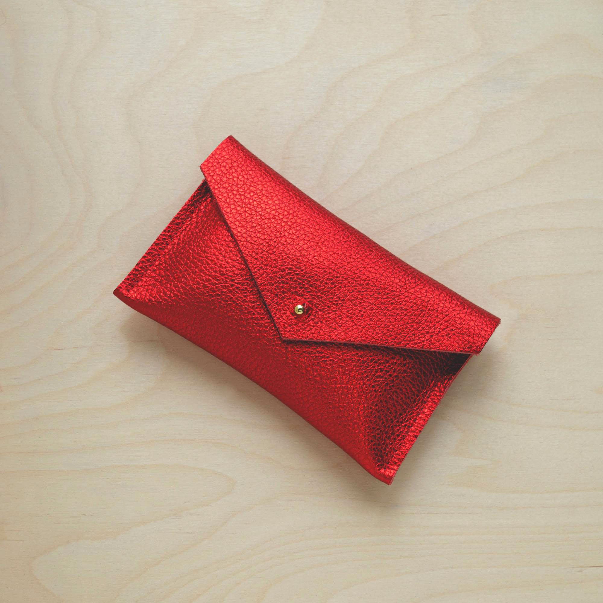 Metallic Red leather everyday purse.