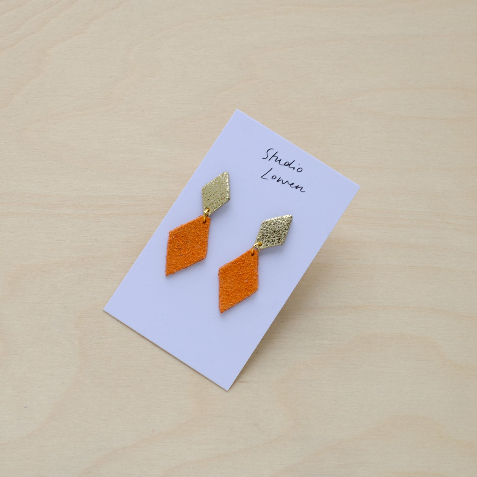 Alba Earrings in Shimmer Gold and Clementine Orange