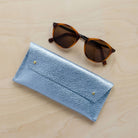 Double stud glasses case in Metallic Diamond Leather.