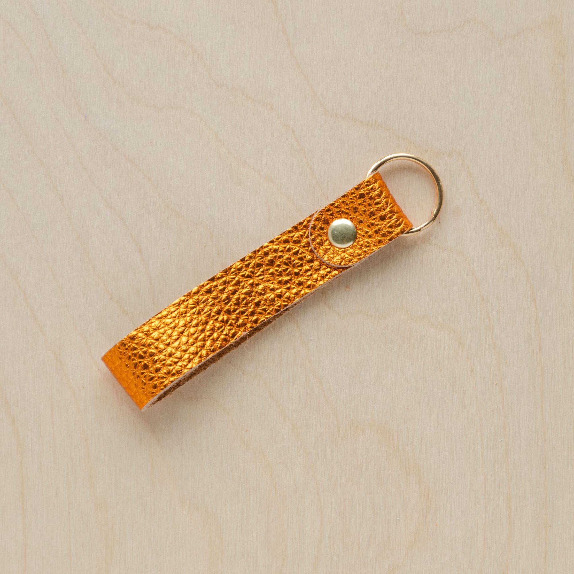 Metallic Copper leather keyring.