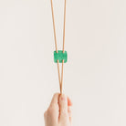 Green suede knitting needle holder