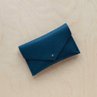 Leather passport pouch in Atlantic teal