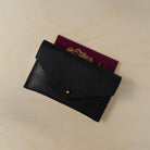 Black leather passport pouch