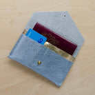 Open metallic diamond leather passport pouch