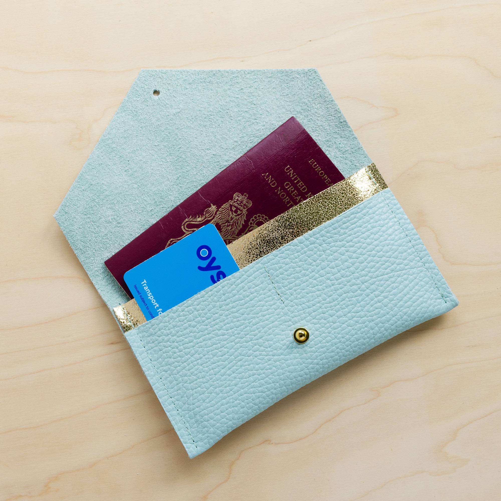 Seaglass leather passport pouch