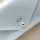 Personalised pearlescent bridal leather clutch