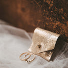 Shimmer Gold leather wedding ring pouch.