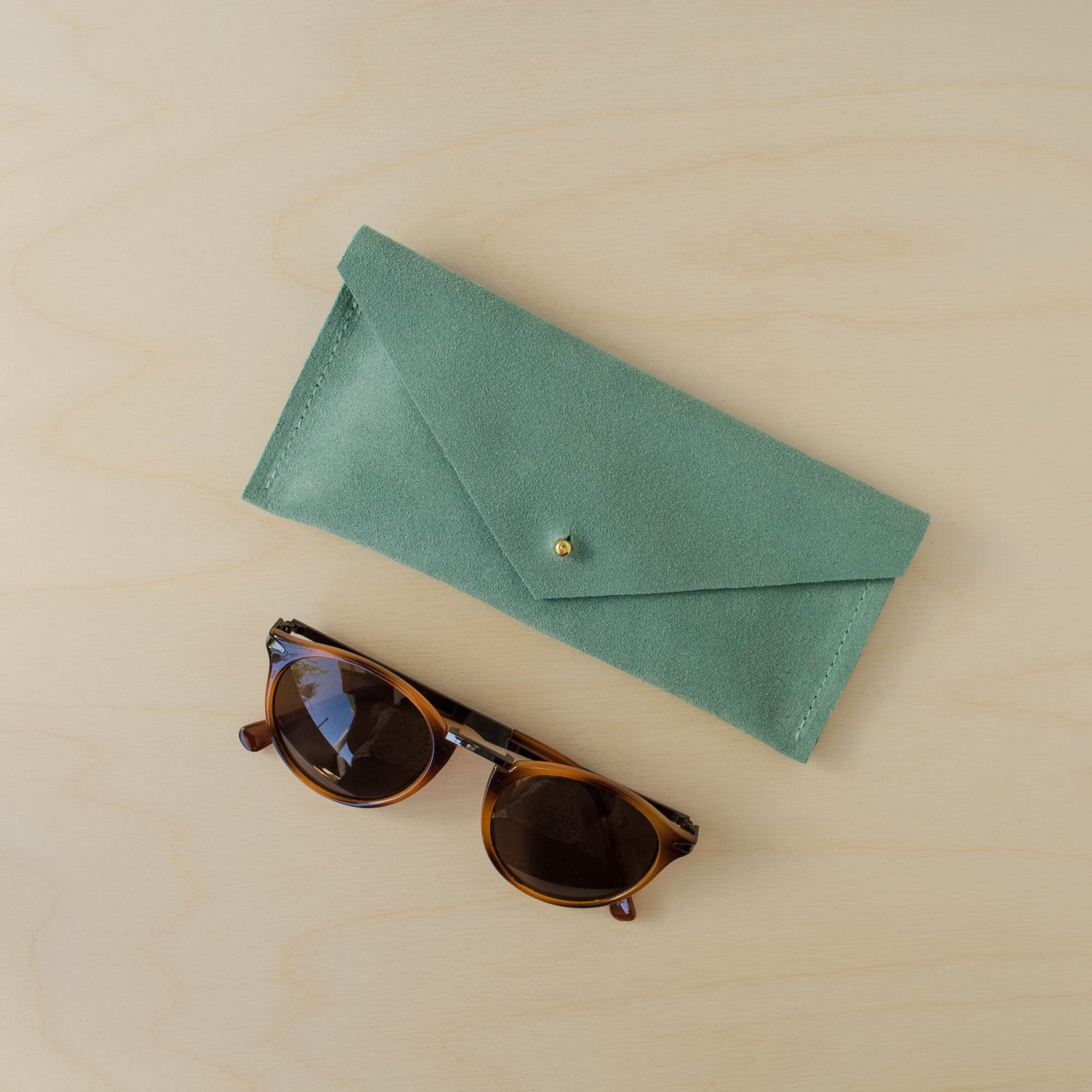 Personalised Botanical Leather Glasses Case in Dark Green and 