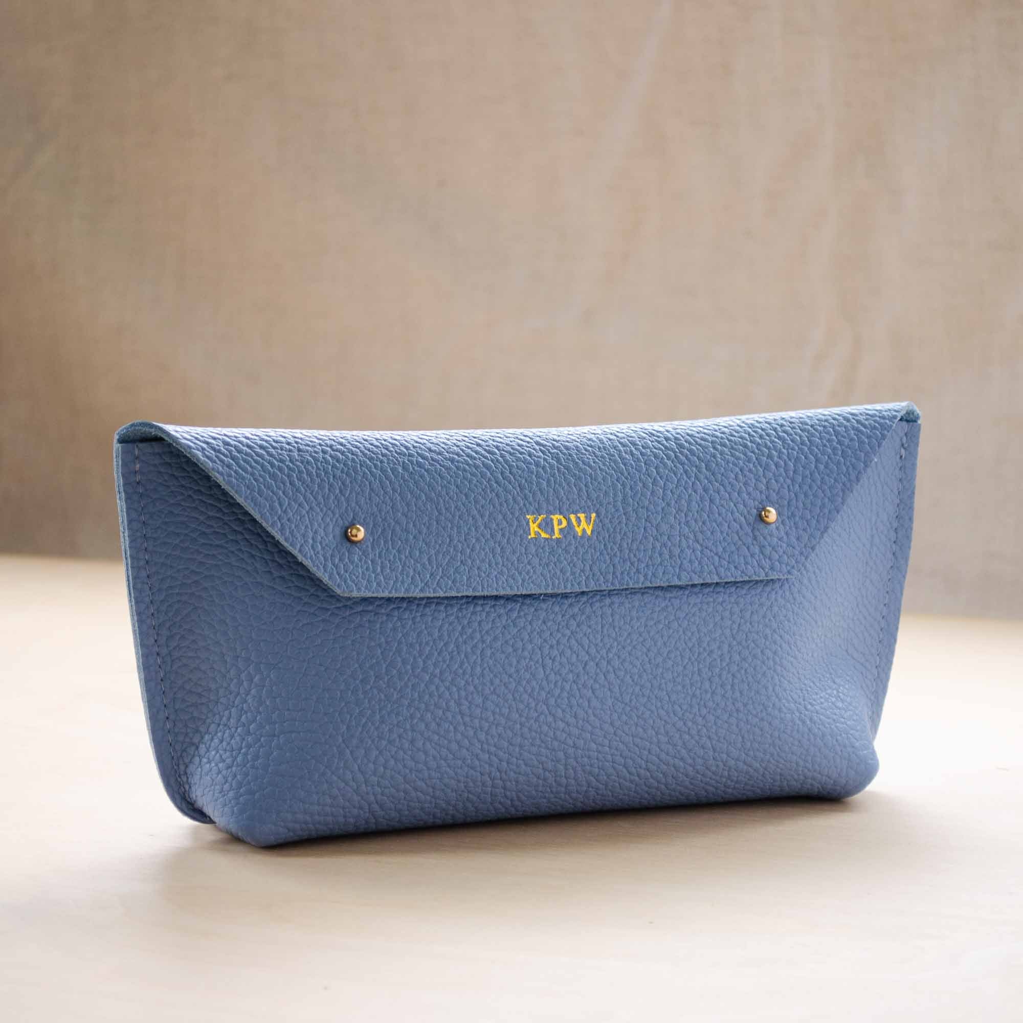 Teal Leather Clutch Bag