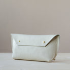 Cream Leather Clutch Bag